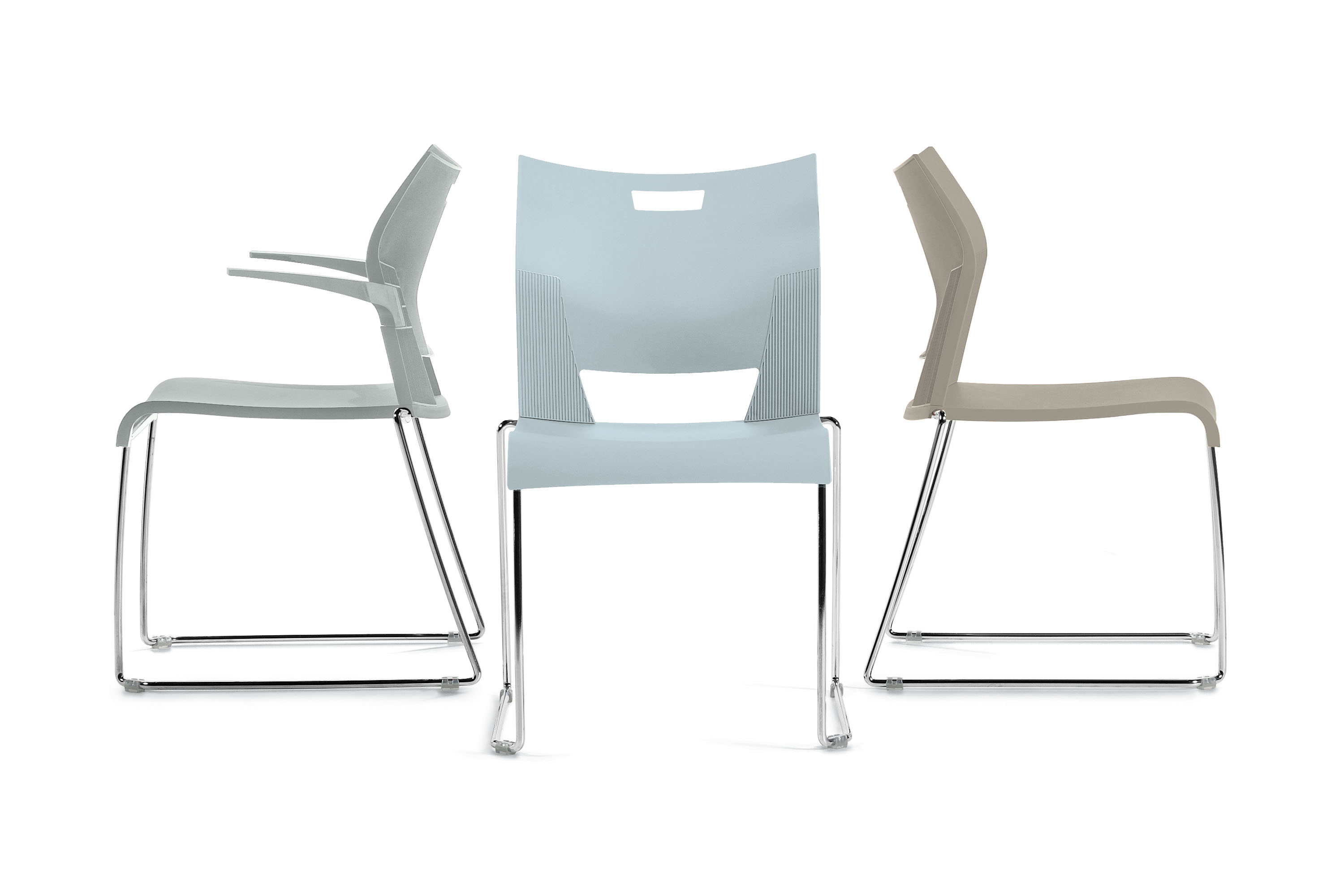 Global Furniture Group, Duet™ is a high density stacking chair with versatility and poise. Use individually around a table