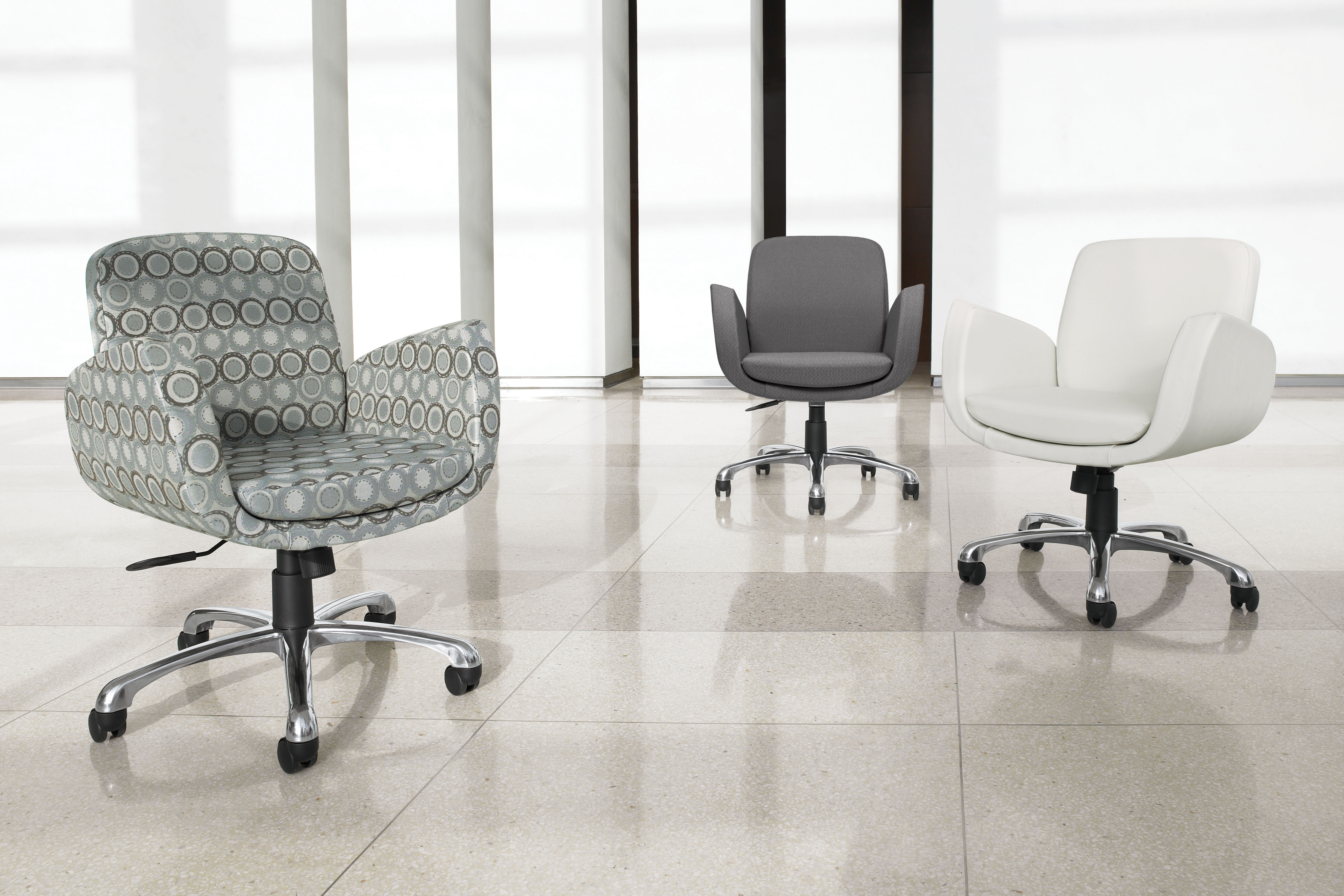 Global Furniture Group, Fashion finds the workplace in this contemporary seating series for meeting areas, customer centers,