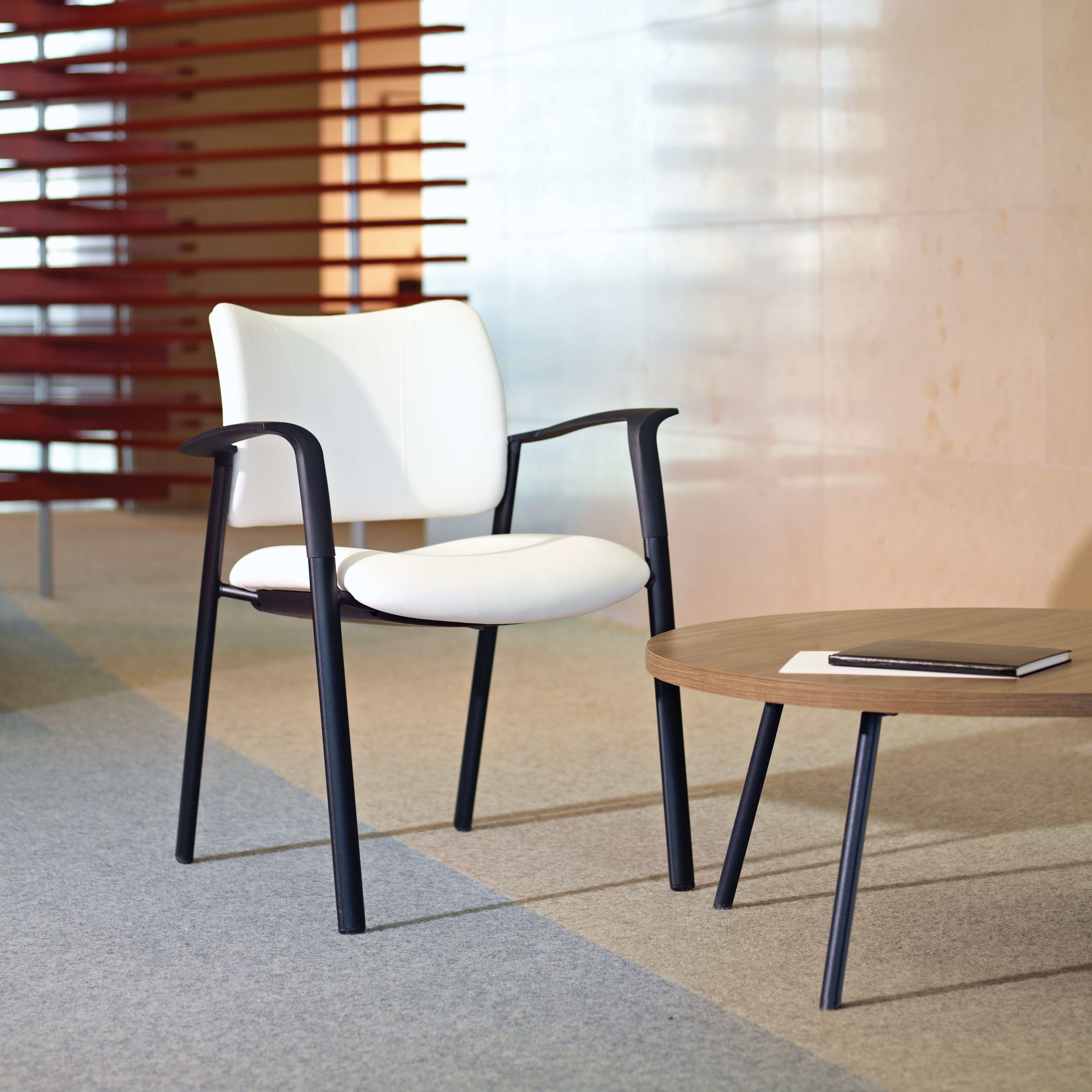Global Furniture Group, Zoma™ is a contemporary design-sensitive guest chair featuring wide flat, flared arms and