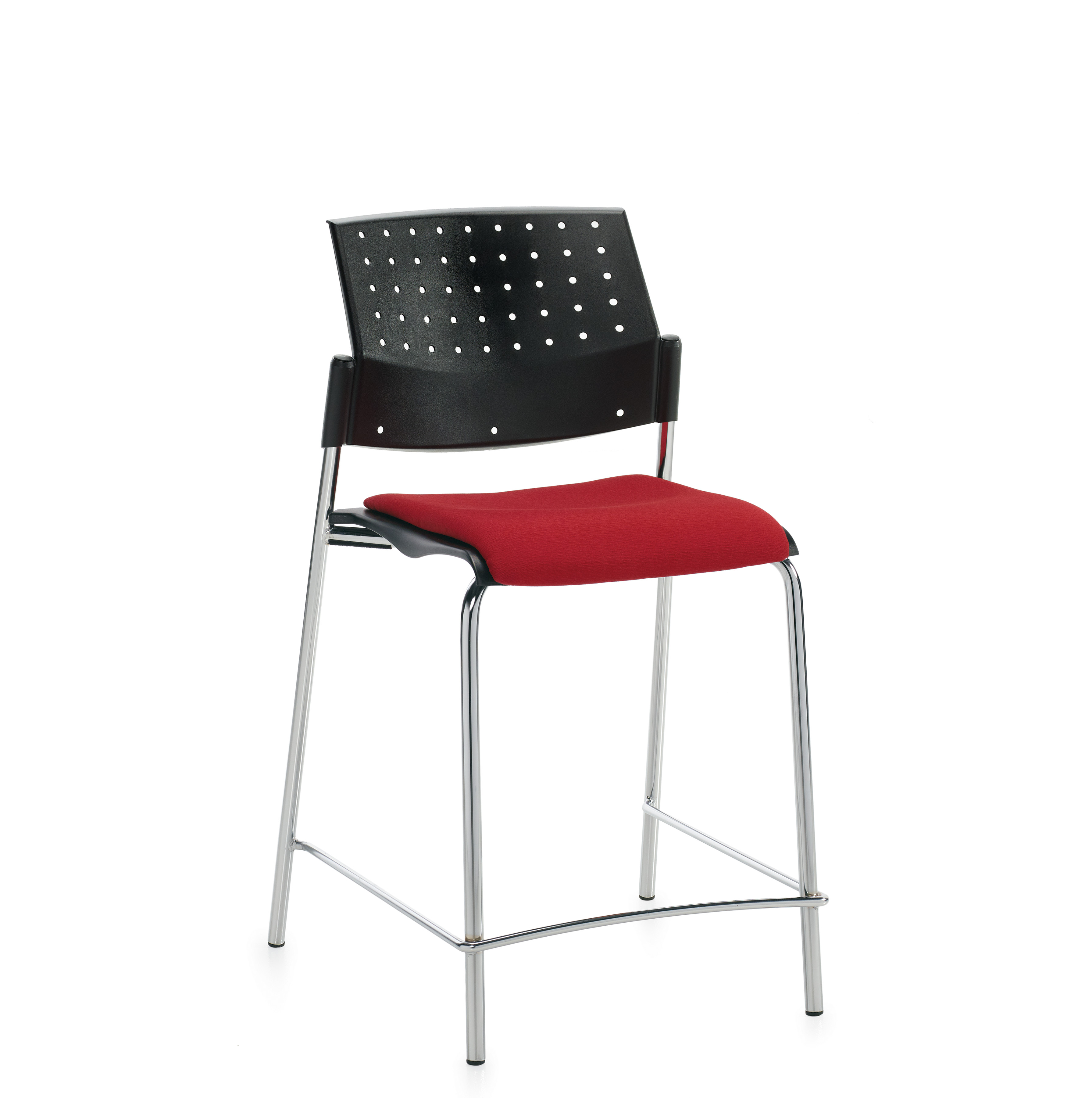 Tabouret de comptoir sans accoudoirs, assise rembourrée et dossier en polypropylène Model Thumbnail