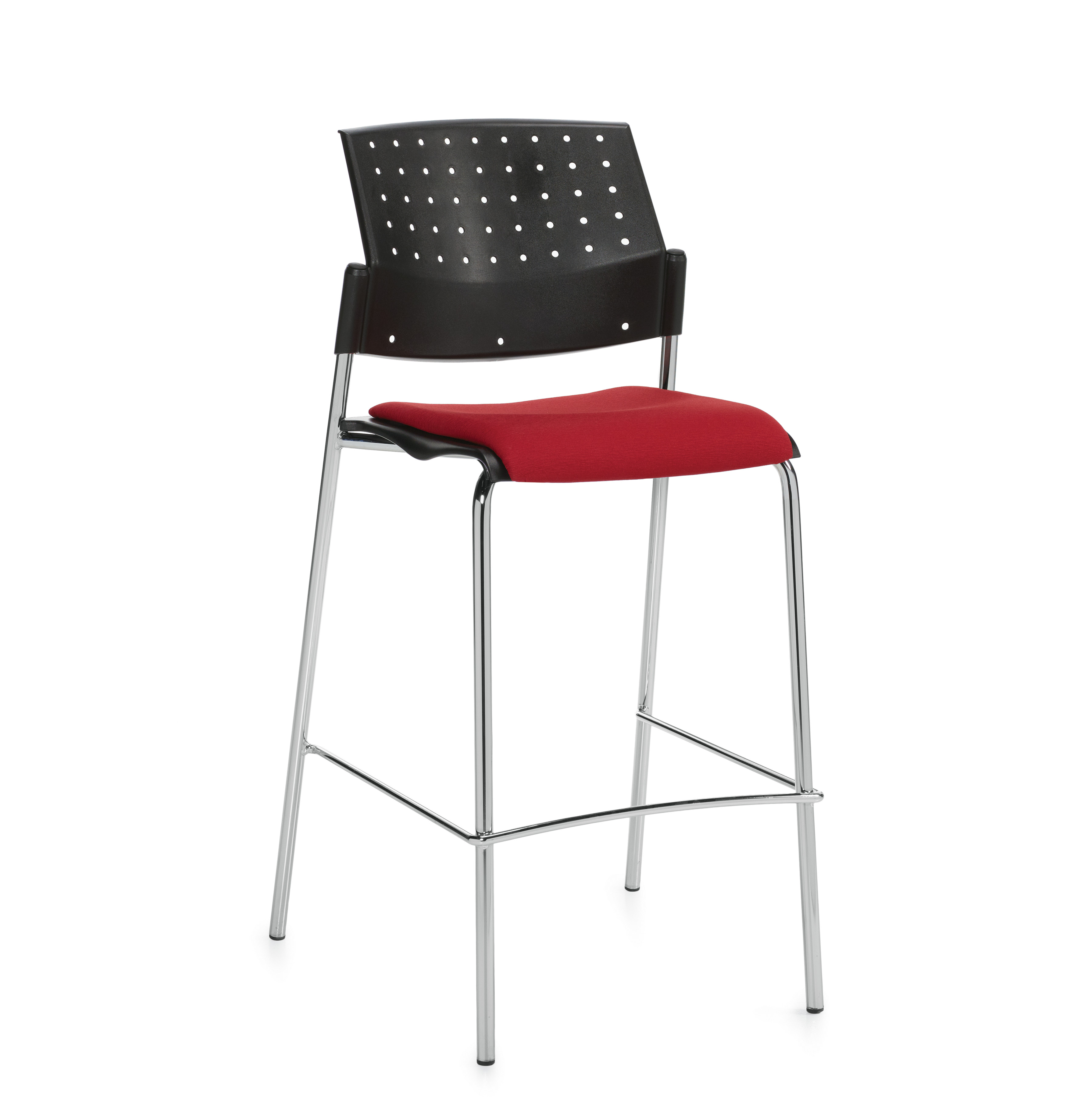 Tabouret de bar sans accoudoirs, assise rembourrée et dossier en polypropylène Model Thumbnail