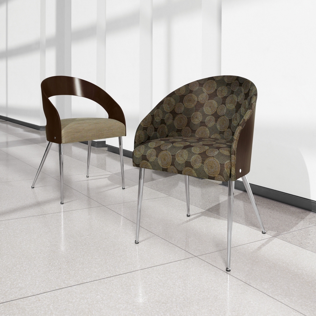 Global Furniture Group, Marche™ is available in three back styles. The open wood back is simple and elegant. The full wood