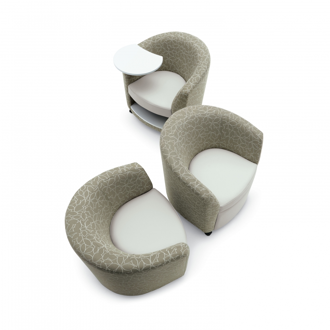 Global Furniture Group, Sirena™ is a modern and compact club chair series. Its bucket seat style and tablet arm option make