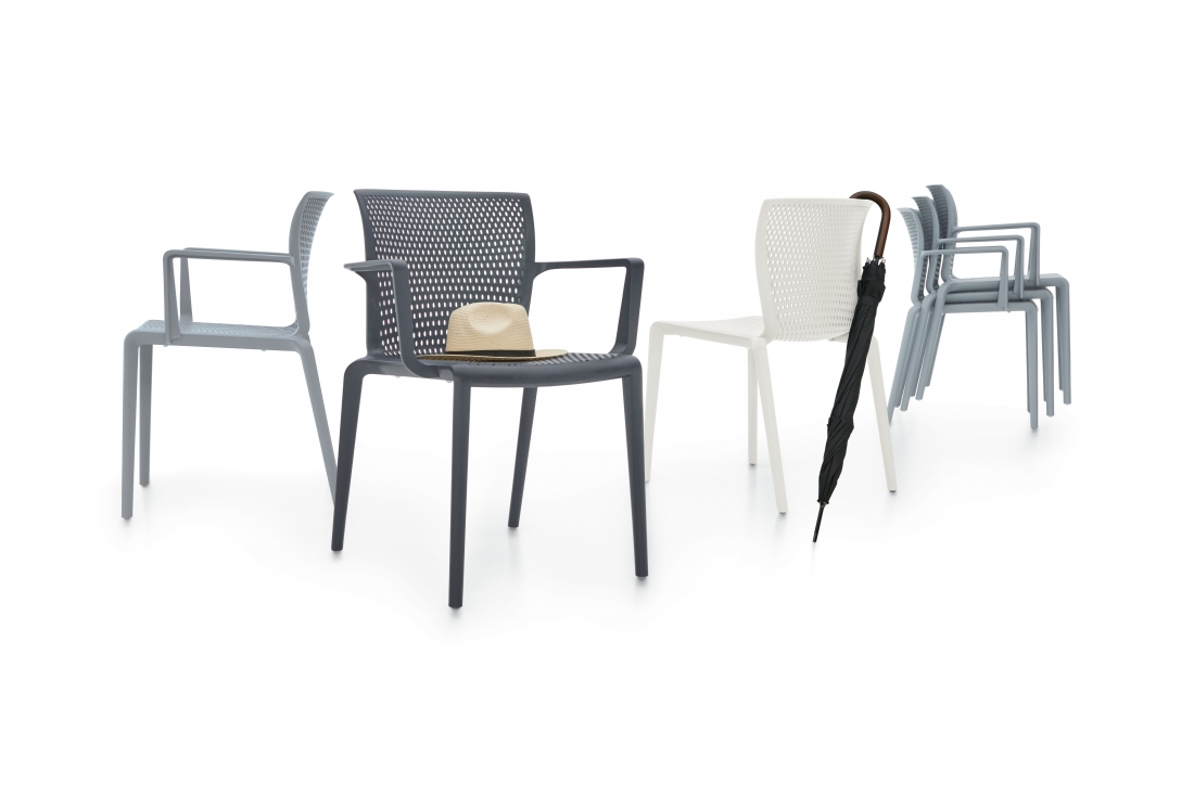 Global Furniture Group, Spyker™ is a refined, high quality and lightweight stacking chair that can be used both indoors and