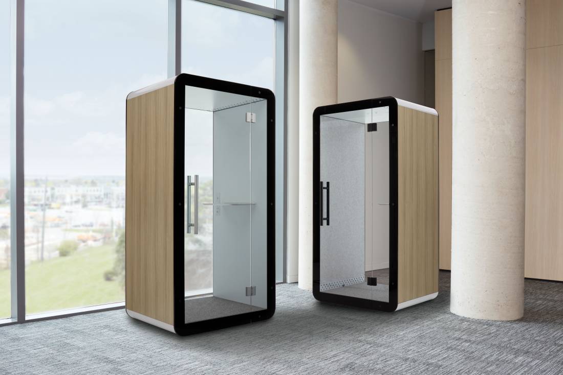 Global Furniture Group, Priva™ acoustic pods provide a place for personal privacy, focus and online collaboration, away