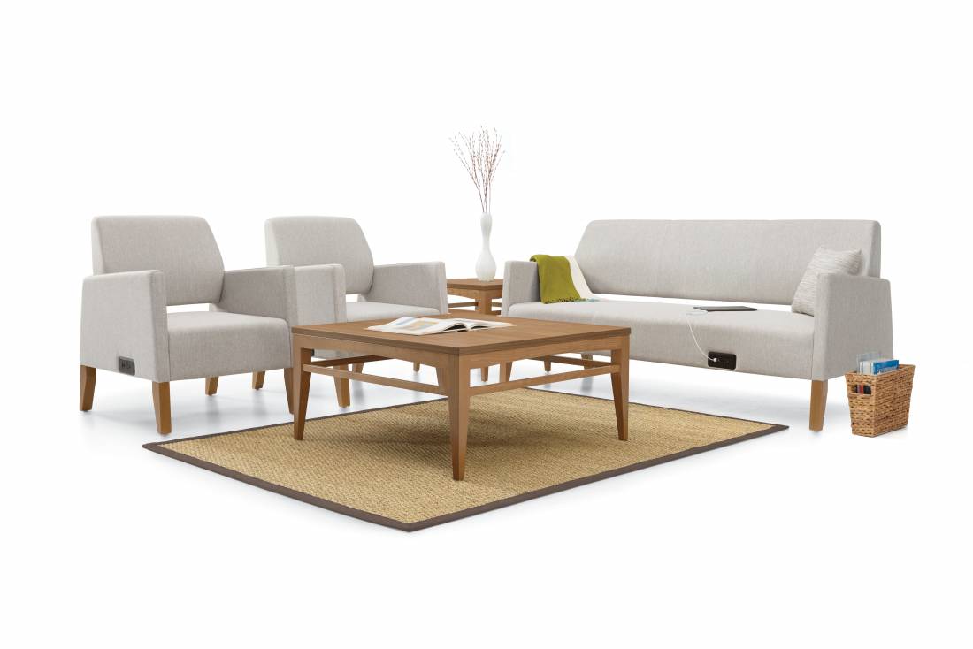 Global Furniture Group, Calidon™ seating and occasional tables share a distinctly modern appearance. With well-balanced and