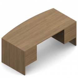 Bureau à devant arqué à deux caissons, 72 po L x 32-36 po P, un tiroir de rangement et un tiroir classeur - gauche et droite Model Thumbnail