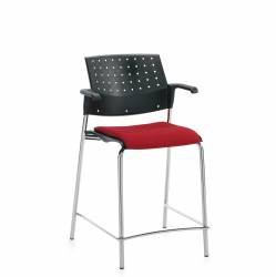 Tabouret de comptoir avec accoudoirs, assise rembourrée et dossier en polypropylène Sonic – Siège pour salle de formation – Sièges pour salle de formation – Tabouret de comptoir avec accoudoirs, assise rembourrée et dossier en polypropylène
