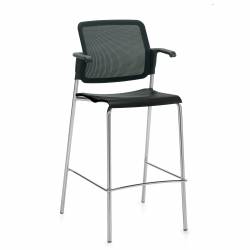Tabouret de bar avec accoudoirs, assise en polypropylène et dossier en tissu maillé Sonic – Siège pour salle de formation – Sièges pour salle de formation – Tabouret de bar avec accoudoirs, assise en polypropylène et dossier en tissu maillé