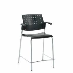 Tabouret de comptoir avec accoudoirs et assise et dossier en polypropylène Sonic – Siège pour salle de formation – Sièges pour salle de formation – Tabouret de comptoir avec accoudoirs et assise et dossier en polypropylène
