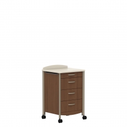 Armoire de chevet avec dessus en Corian, quatre roulettes, trois tiroirs et étagère coulissante Model Thumbnail