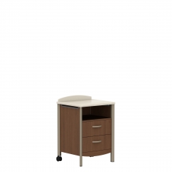 Armoire de chevet avec dessus en Corian, roulettes arrière, deux tiroirs et étagère fixe Model Thumbnail