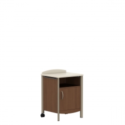 Armoire de chevet avec dessus en Corian, roulettes arrière, porte ouvrant vers la droite et étagère fixe Model Thumbnail