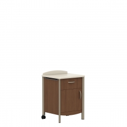 Armoire de chevet avec dessus en Corian, roulettes arrière, tiroir et porte ouvrant vers la gauche Model Thumbnail