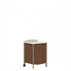 Armoire de chevet avec dessus en Corian, roulettes arrière, tiroir et porte ouvrant à la droite Model Thumbnail
