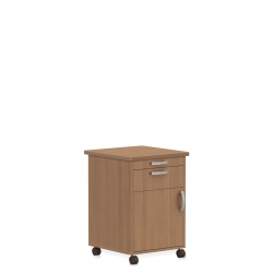 Meuble de chevet, roulettes, tablette escamotable et tiroir, porte ouvrant sur la gauche Model Thumbnail