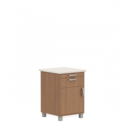 Bedside Cabinet with Corian Top, Metal Legs, Pull Out Shelf & Drawer, Left Opening Door Model Thumbnail