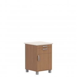 Bedside Cabinet with Corian Top, Metal Legs, Pull Out Shelf & Drawer, Right Opening Door Model Thumbnail