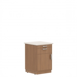 Bedside Cabinet with Corian Top, Plinth Base, Pull Out Shelf & Drawer, Left Opening Door Model Thumbnail