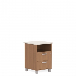 Bedside Cabinet with Corian Top, Metal Legs, Two Drawers, Fixed Shelf Model Thumbnail