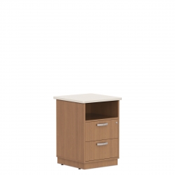 Bedside Cabinet with Corian Top, Plinth Base, Two Drawers, Fixed Shelf Model Thumbnail