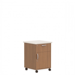 Bedside Cabinet with Corian Top, Casters, Drawer, Right Opening Door Model Thumbnail