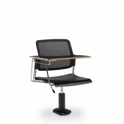 Siège fonctionnel sans accoudoirs avec tablette-écritoire à droite, assise en polypropylène, dossier en tissu maillé et piétement sur socle Sonic – Siège pour salle de formation – Sièges pour salle de formation – Siège fonctionnel sans accoudoirs avec tablette-écritoire à droite, assise en polypropylène, dossier en tissu maillé et piétement sur socle