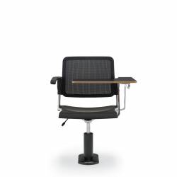 Siège fonctionnel avec tablette-écritoire à gauche, assise en polypropylène, dossier en tissu maillé et piétement sur socle Sonic – Siège pour salle de formation – Sièges pour salle de formation – Siège fonctionnel avec tablette-écritoire à gauche, assise en polypropylène, dossier en tissu maillé et piétement sur socle