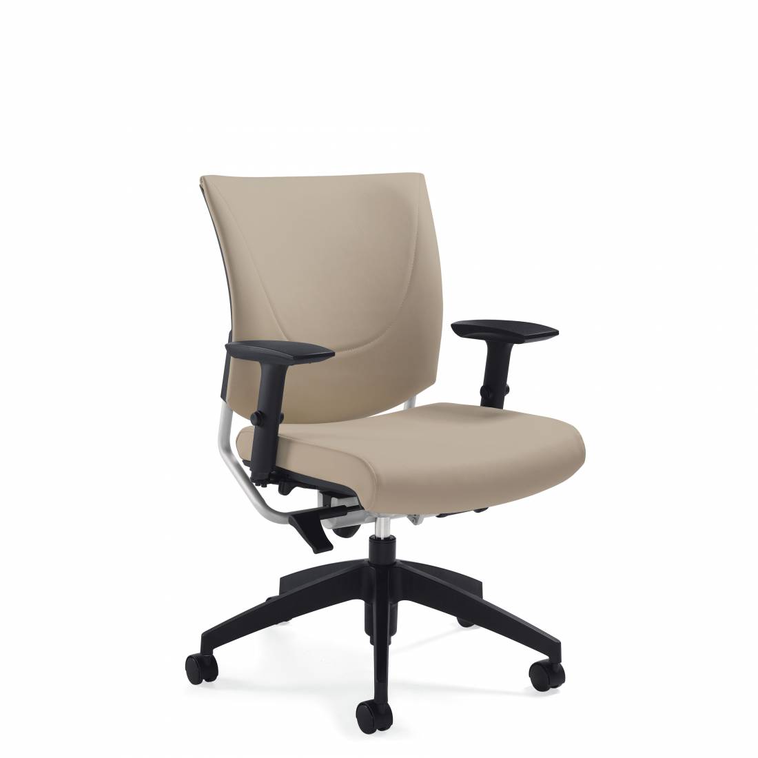 Global Furniture Group, Graphic offers a Euro-style, slim profile back, with a high tech multi-position sliding armcap. Three