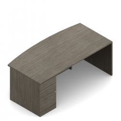 Bureau à devant arqué à un caisson, 72 po L x 36 po P, deux tiroirs simples et un tiroir classeur, gauche Model Thumbnail