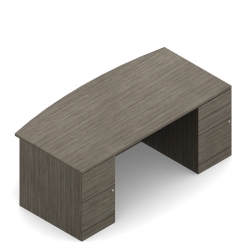 Bureau à devant arqué à deux caissons, 84 po L x 42 po P, deux tiroirs classeurs à gauche, deux tiroirs simples et un tiroir classeur, droite Model Thumbnail