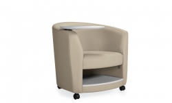 Fauteuil club avec tablette en MDF de droite avec tablette pour livres et roulettes Model Thumbnail