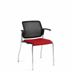 Siège avec accoudoirs, assise rembourrée, dossier en tissu maillé et bâti protège-mur Sonic – Siège pour salle de formation – Sièges pour salle de formation – Siège avec accoudoirs, assise rembourrée, dossier en tissu maillé et bâti protège-mur