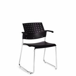 Siège empilable avec accoudoirs, assise et dossier en polypropylène et piétement monobloc Sonic – Siège pour salle de formation – Sièges pour salle de formation – Siège empilable avec accoudoirs, assise et dossier en polypropylène et piétement monobloc