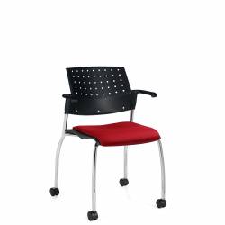Siège avec accoudoirs, assise rembourrée, dossier en polypropylène et roulettes Sonic – Siège pour salle de formation – Sièges pour salle de formation – Siège avec accoudoirs, assise rembourrée, dossier en polypropylène et roulettes