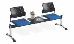 Module sur support à trois places avec dessus de table - deux sièges sans accoudoirs, assise rembourrée et dossier en polypropylène Model Thumbnail