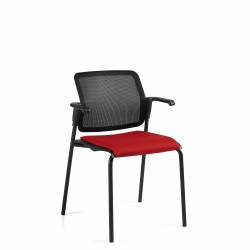 Siège empilable avec accoudoirs et assise rembourrée et dossier en tissu maillé Sonic – Siège pour salle de formation – Sièges pour salle de formation – Siège empilable avec accoudoirs et assise rembourrée et dossier en tissu maillé