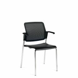 Siège empilable avec accoudoirs, assise en polypropylène et dossier en tissu maillé Sonic – Siège pour salle de formation – Sièges pour salle de formation – Siège empilable avec accoudoirs, assise en polypropylène et dossier en tissu maillé