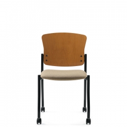 Armless Chair with Casters, Wood Veneer Back Model Thumbnail