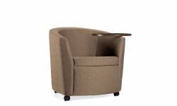 Fauteuil club, tablette écritoire à gauche, fini mélaminé, roulettes Model Thumbnail