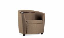 Fauteuil club, tablette écritoire à droite, fini mélaminé, roulettes Model Thumbnail