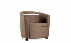 Fauteuil club, tablette écritoire à droite, fini en MDF, roulettes Model Thumbnail