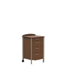 Armoire de chevet, roulettes arrière, trois tiroirs, tablette escamotable Model Thumbnail