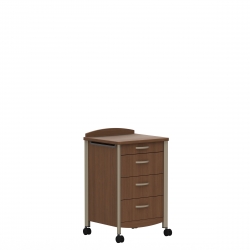 Armoire de chevet, quatre roulettes, trois tiroirs, tablette escamotable Model Thumbnail