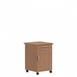 Table de chevet sur roulettes, tablette coulissante et tiroir, porte à ouverture à droite Model Thumbnail