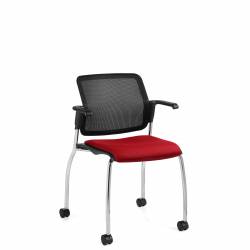 Siège avec accoudoirs, assise rembourrée, dossier en tissu maillé et roulettes Sonic – Siège pour salle de formation – Sièges pour salle de formation – Siège avec accoudoirs, assise rembourrée, dossier en tissu maillé et roulettes